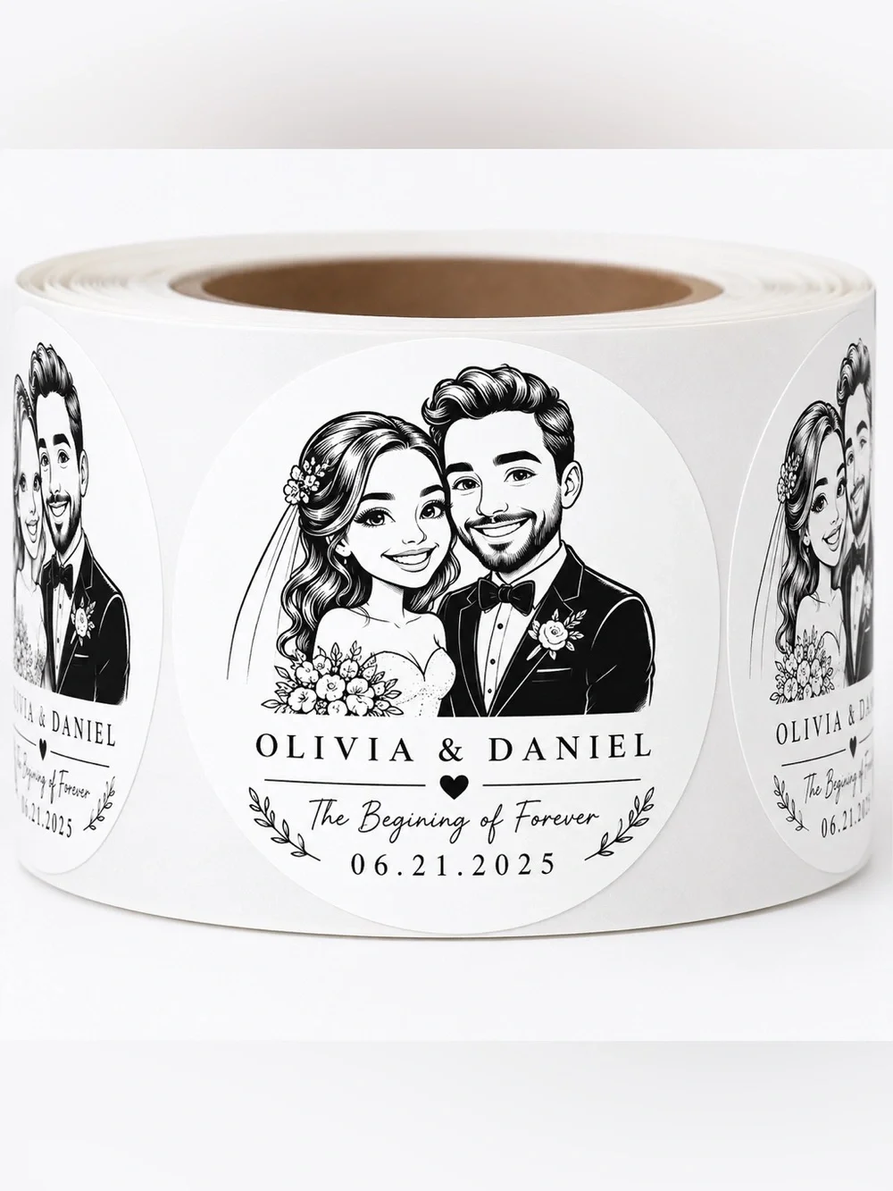 500 Custom Wedding Caricature Stickers Bride Groom Favor Labels